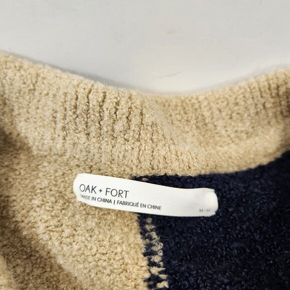 Oak & Fort Large Checkered Cardigan Size MEDIUM Blue Tan - Picture 4 of 8